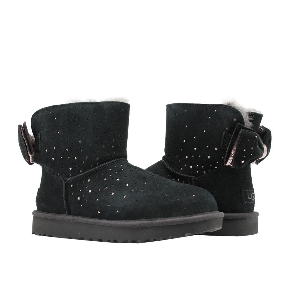 UGG Australia Classic Mini Stargirl Bow Black Boots Women's Size 9